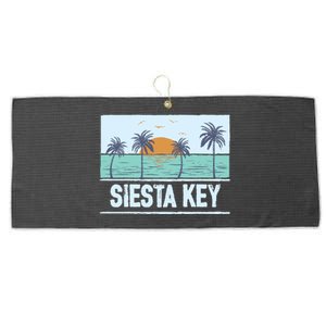 Retro Siesta Key Florida Tropical Sunset Beach Vacation Meaningful Gift Large Microfiber Waffle Golf Towel