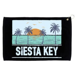 Retro Siesta Key Florida Tropical Sunset Beach Vacation Meaningful Gift Grommeted Golf Towel