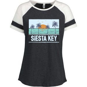 Retro Siesta Key Florida Tropical Sunset Beach Vacation Meaningful Gift Enza Ladies Jersey Colorblock Tee