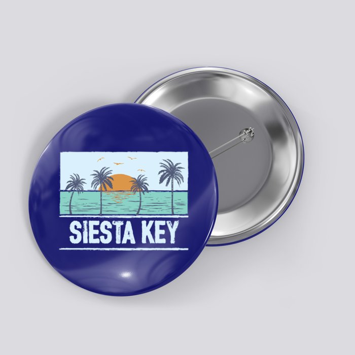 Retro Siesta Key Florida Tropical Sunset Beach Vacation Meaningful Gift Button