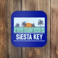 Retro Siesta Key Florida Tropical Sunset Beach Vacation Meaningful Gift Coaster