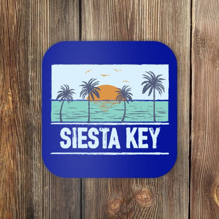 Retro Siesta Key Florida Tropical Sunset Beach Vacation Meaningful Gift Coaster