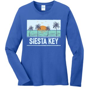 Retro Siesta Key Florida Tropical Sunset Beach Vacation Meaningful Gift Ladies Long Sleeve Shirt