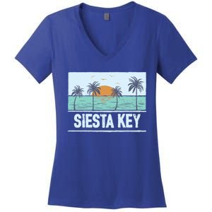 Retro Siesta Key Florida Tropical Sunset Beach Vacation Meaningful Gift Women's V-Neck T-Shirt