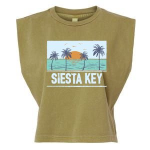 Retro Siesta Key Florida Tropical Sunset Beach Vacation Meaningful Gift Garment-Dyed Women's Muscle Tee