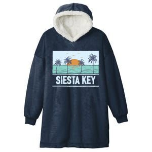 Retro Siesta Key Florida Tropical Sunset Beach Vacation Meaningful Gift Hooded Wearable Blanket