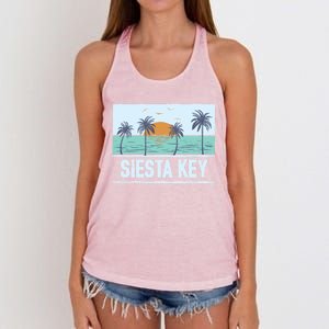 Retro Siesta Key Florida Tropical Sunset Beach Vacation Meaningful Gift Women's Knotted Racerback Tank