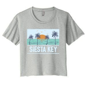 Retro Siesta Key Florida Tropical Sunset Beach Vacation Meaningful Gift Women's Crop Top Tee