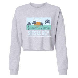 Retro Siesta Key Florida Tropical Sunset Beach Vacation Meaningful Gift Cropped Pullover Crew