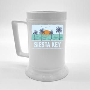 Retro Siesta Key Florida Tropical Sunset Beach Vacation Meaningful Gift Beer Stein