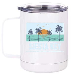 Retro Siesta Key Florida Tropical Sunset Beach Vacation Meaningful Gift 12 oz Stainless Steel Tumbler Cup