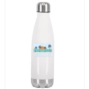 Retro Siesta Key Florida Tropical Sunset Beach Vacation Meaningful Gift Stainless Steel Insulated Water Bottle