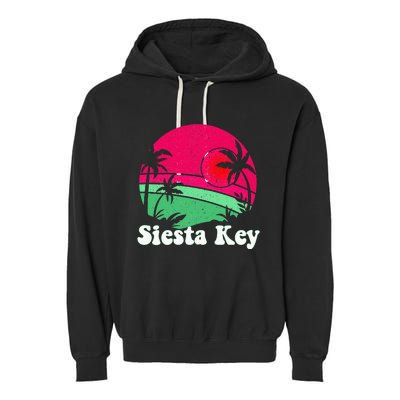 Retro Siesta Key Beach Design Siesta Key Illustration Garment-Dyed Fleece Hoodie