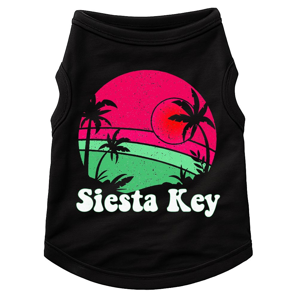 Retro Siesta Key Beach Design Siesta Key Illustration Doggie Tank