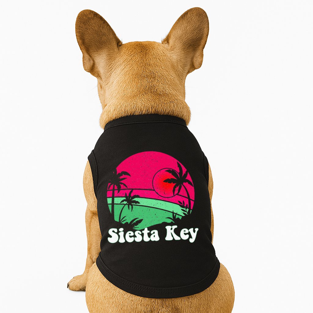 Retro Siesta Key Beach Design Siesta Key Illustration Doggie Tank