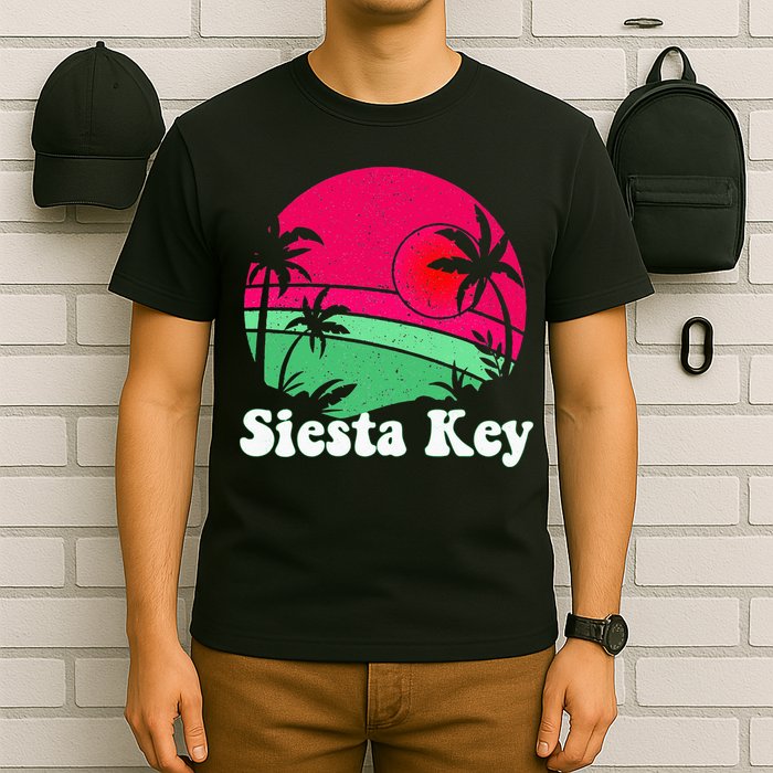 Retro Siesta Key Beach Design Siesta Key Illustration T-Shirt