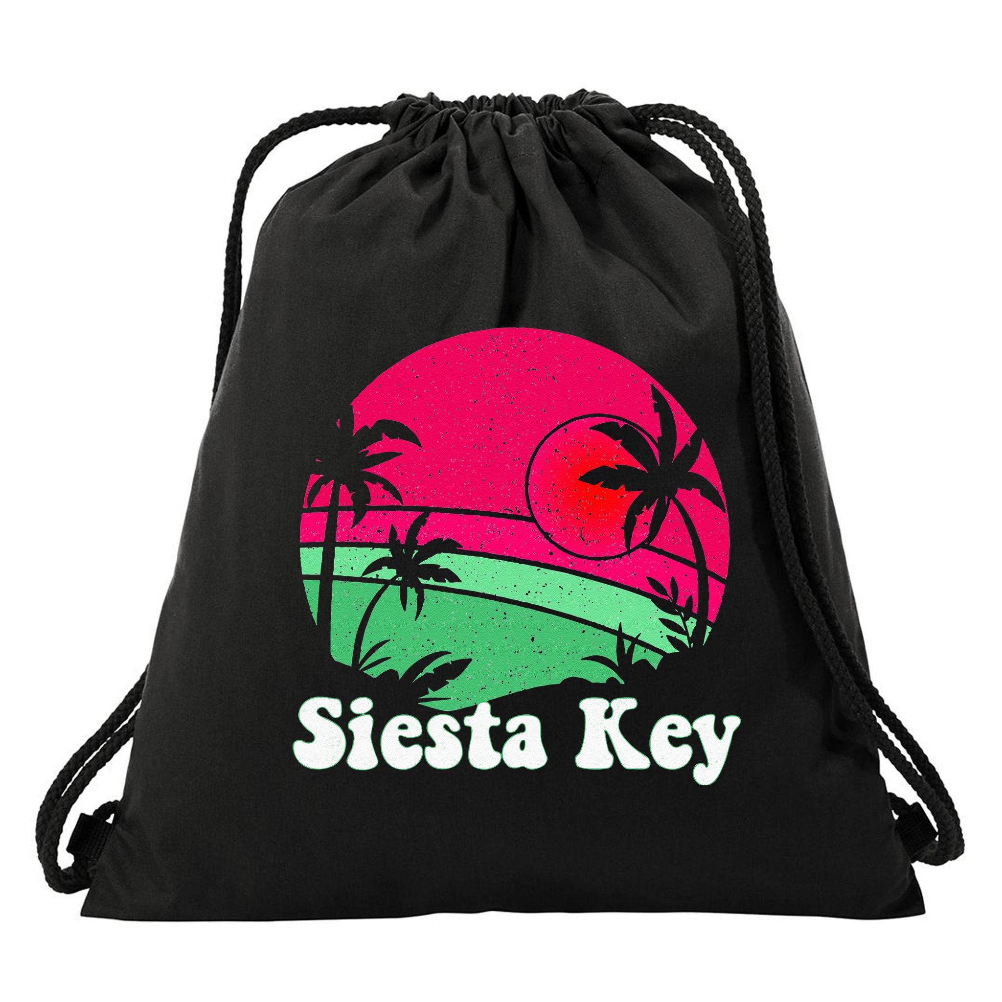 Retro Siesta Key Beach Design Siesta Key Illustration Drawstring Bag