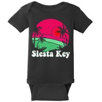 Retro Siesta Key Beach Design Siesta Key Illustration Baby Bodysuit