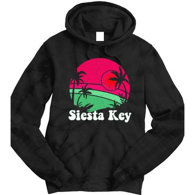 Retro Siesta Key Beach Design Siesta Key Illustration Tie Dye Hoodie