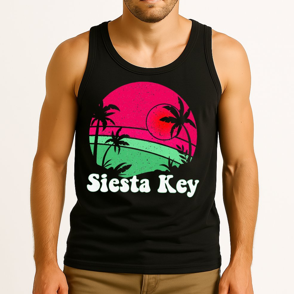 Retro Siesta Key Beach Design Siesta Key Illustration Tank Top