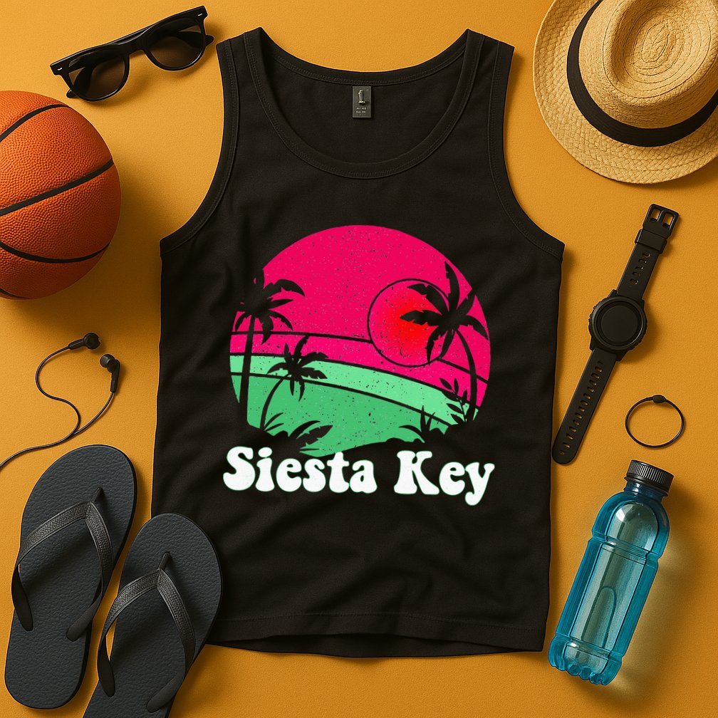 Retro Siesta Key Beach Design Siesta Key Illustration Tank Top