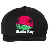 Retro Siesta Key Beach Design Siesta Key Illustration Wool Snapback Cap