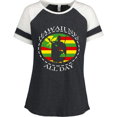 Rising Sun Kanaka Maoli Meaningful Gift By Hawaii Nei All Day Enza Ladies Jersey Colorblock Tee