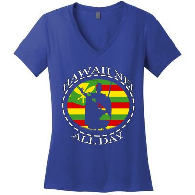 Rising Sun Kanaka Maoli Meaningful Gift By Hawaii Nei All Day Women's V-Neck T-Shirt