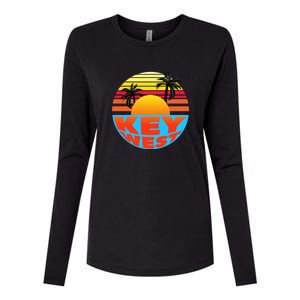 Retro Sunset Key West Florida Womens Cotton Relaxed Long Sleeve T-Shirt