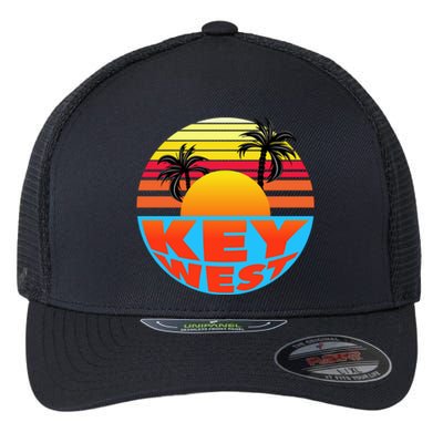 Retro Sunset Key West Florida Flexfit Unipanel Trucker Cap