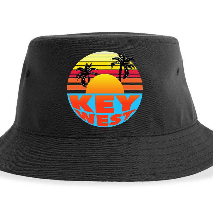 Retro Sunset Key West Florida Sustainable Bucket Hat