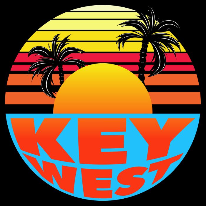 Retro Sunset Key West Florida Drawstring Bag