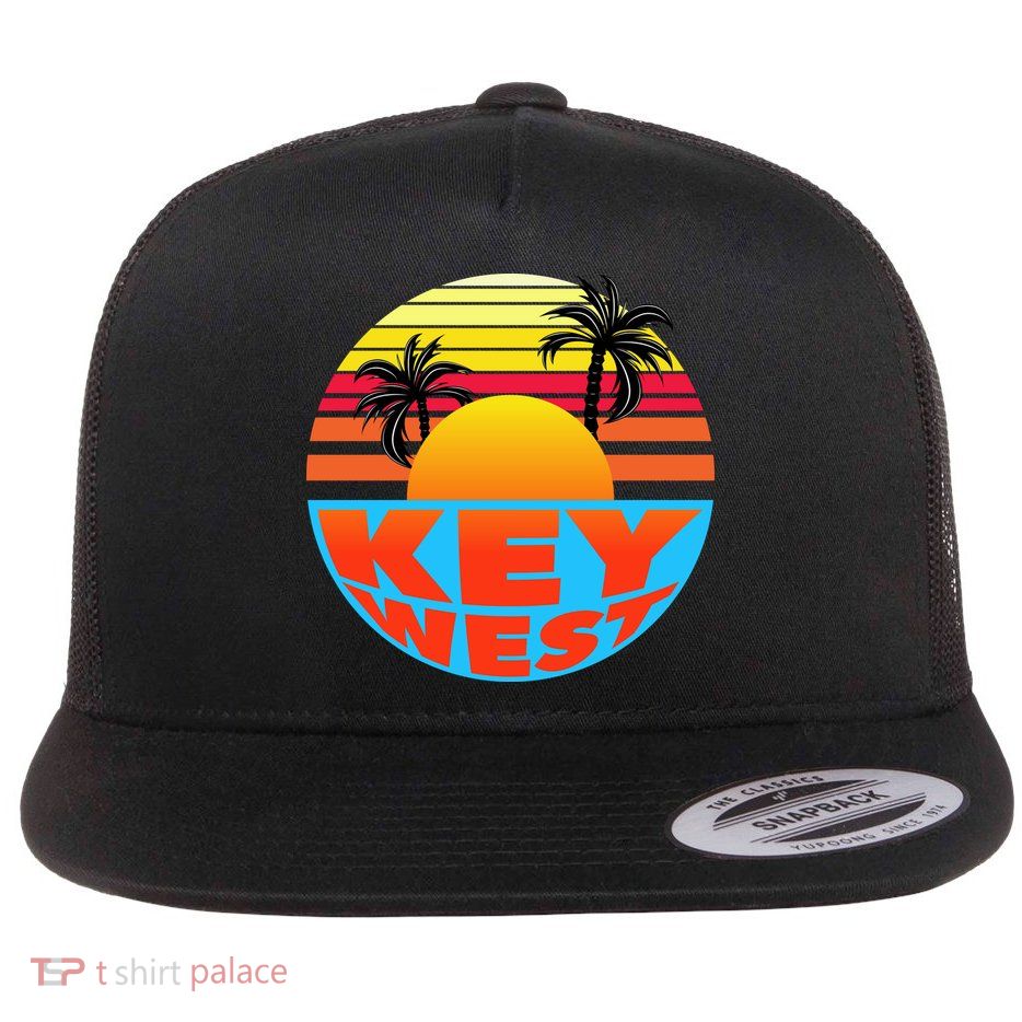 Retro Sunset Key West Florida Flatbill Hat