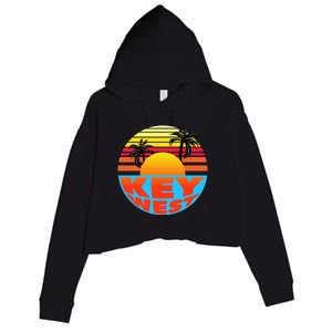 Retro Sunset Key West Florida Crop Fleece Hoodie