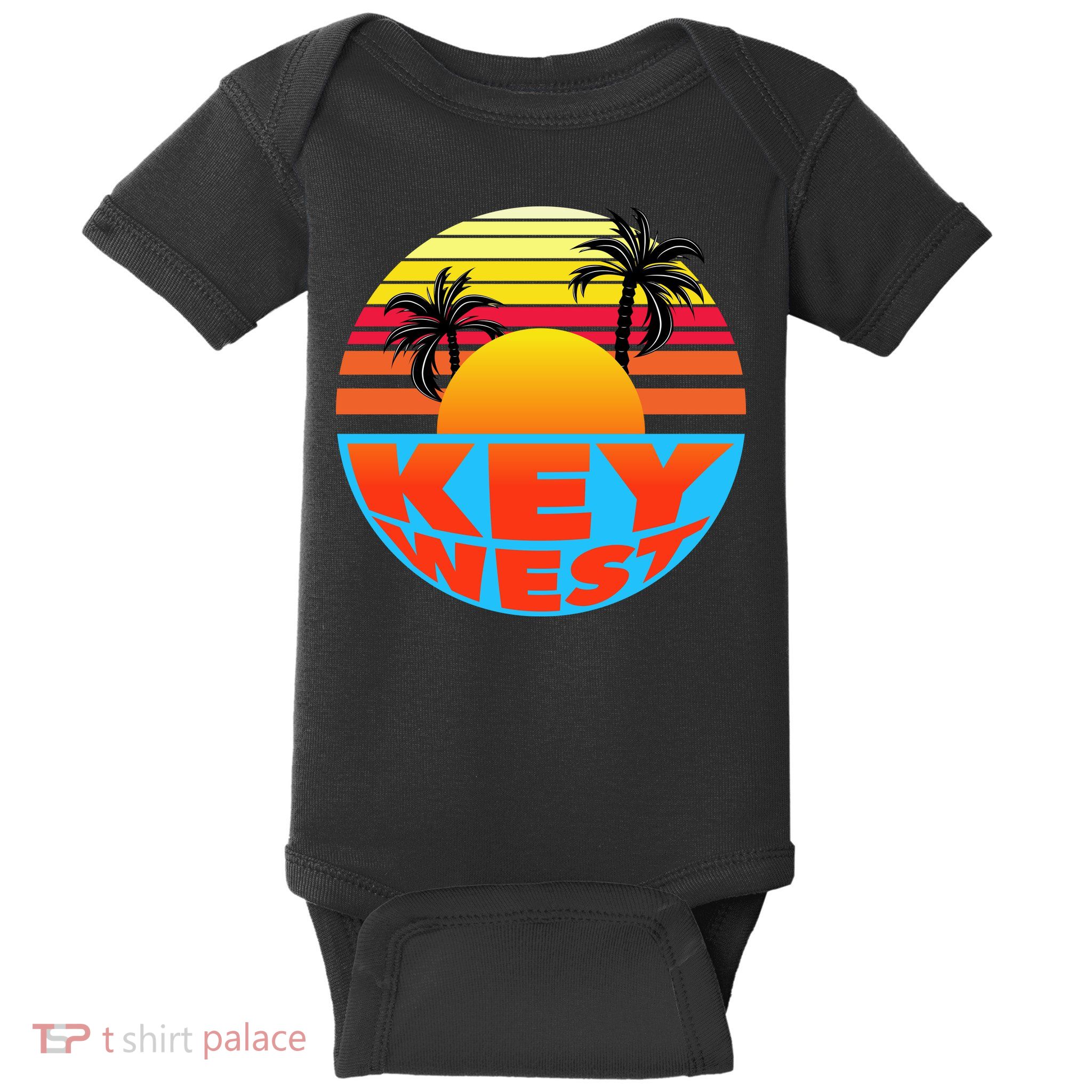 Retro Sunset Key West Florida Baby Bodysuit