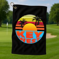 Retro Sunset Key West Florida Golf Towel