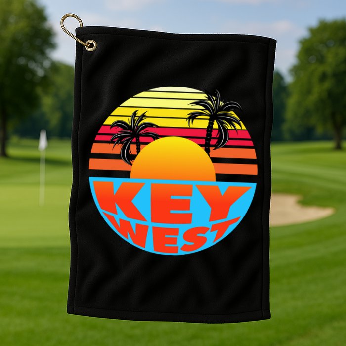 Retro Sunset Key West Florida Golf Towel