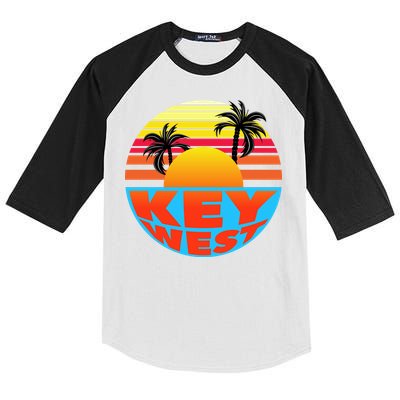 Retro Sunset Key West Florida Kids Colorblock Raglan Jersey