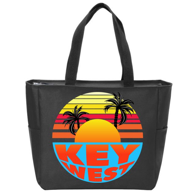 Retro Sunset Key West Florida Zip Tote Bag