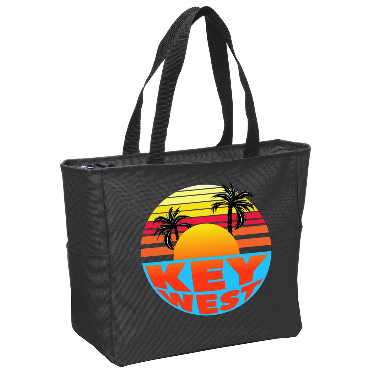 Retro Sunset Key West Florida Zip Tote Bag