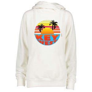 Retro Sunset Key West Florida Womens Funnel Neck Pullover Hood