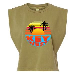 Retro Sunset Key West Florida Garment-Dyed Women's Muscle Tee