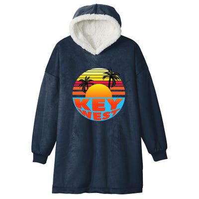 Retro Sunset Key West Florida Hooded Wearable Blanket