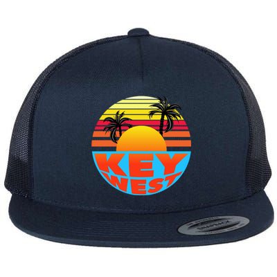 Retro Sunset Key West Florida Flat Bill Trucker Hat