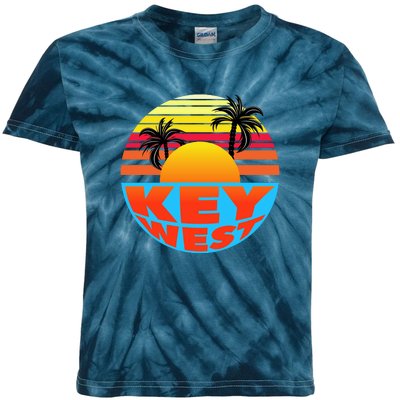 Retro Sunset Key West Florida Kids Tie-Dye T-Shirt