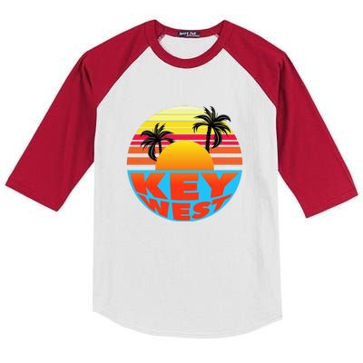 Retro Sunset Key West Florida Kids Colorblock Raglan Jersey