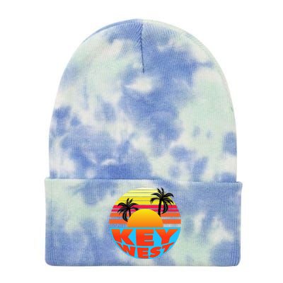 Retro Sunset Key West Florida Tie Dye 12in Knit Beanie