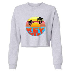 Retro Sunset Key West Florida Cropped Pullover Crew