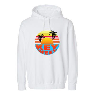 Retro Sunset Key West Florida Garment-Dyed Fleece Hoodie