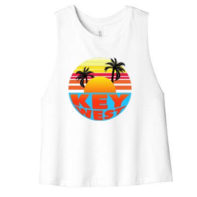 Retro Sunset Key West Florida Women's Racerback Cropped Tank